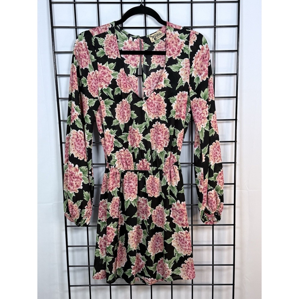 Show‎ Me Your MuMu Floral Rainey Mini Dress Womens S Black Pink Cottagecore